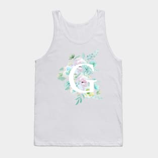 Botanical alphabet G green and purple flowers Tank Top